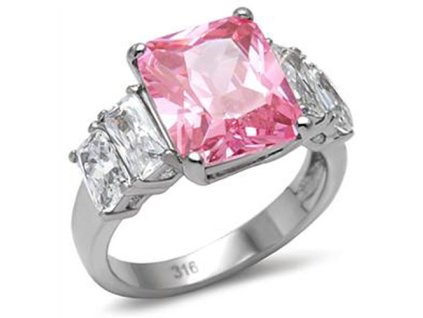 PR1330ZOC ruzovy prsten z ocele so zirkonmi