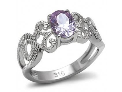 PR1335ZOC prsten z ocele fialovy zirkon