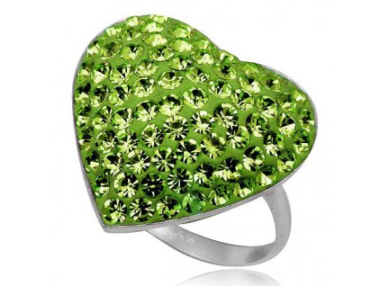 PR4440SWSS zelene srdiecko prsten so swarovski kristalmi