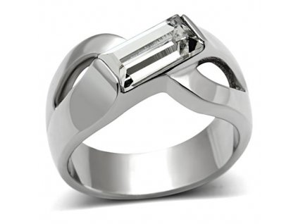 PR6140SWOC - Oceľový prsteň so Swarovski krištálmi