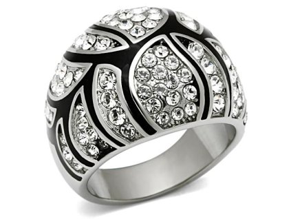 PR6143SWOC - Exkluzívny oceľový prsteň so Swarovski krištálmi