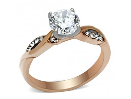 PR6382ZGOC ocelovy prsten so zirkonmi ruzove zlato
