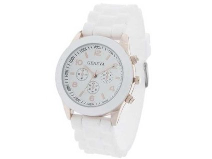 H0002S biele hodinky silikonove geneva