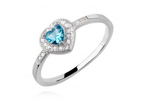PR7164ZSS Modré srdiečko strieborný prsteň
