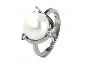 PR4388ZSSP strieborny prsten s perlou zirkonmi