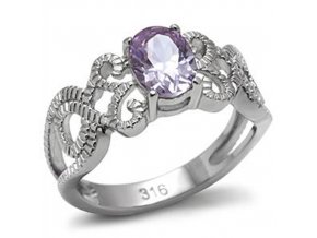PR1335ZOC prsten z ocele fialovy zirkon