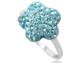 PR4419SWSS strieborny prsten swarovski modry kvet