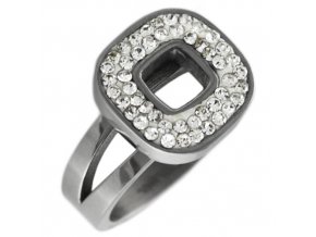 PR6176ZOC - Oceľový prsteň so zirkónmi