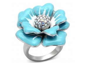 PR6243SWOC tyrkysovy kvet prsten z ocele swarovski