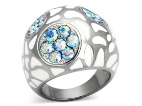 PR8088ZOC ocelovy prsten s modrymi kvetmi
