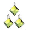 SE1055SWSS strieborny swarovski set zelene stvorceky