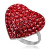 PR4624SWSS - červené srdiečko - strieborný prsteň so Swarovski krištálmi