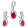 SE1316ZSS strieborny set s rubinovymi zirkonmi