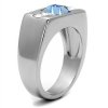 PR8110ZOC pansky ocelovy prsten s modrym kristalom 2