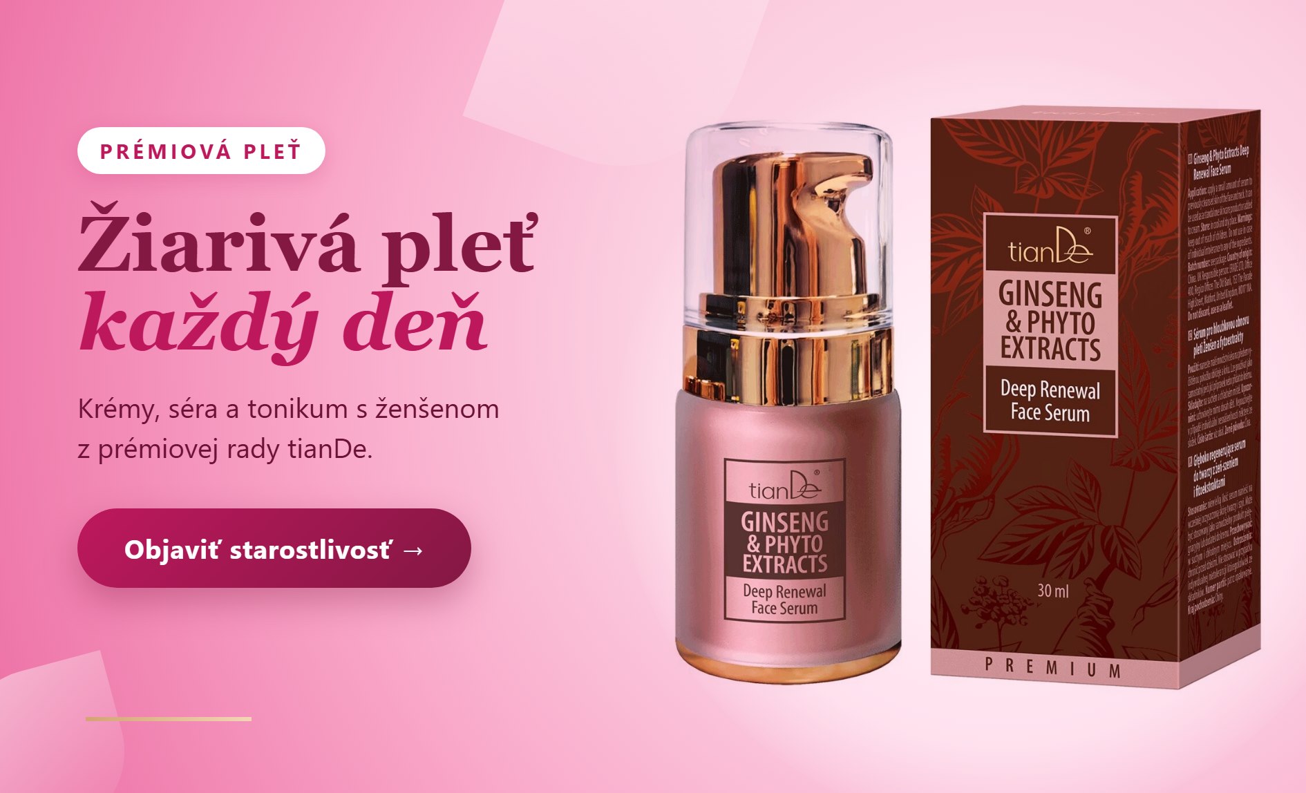 Žiarivá pleť každý deň – krémy a séra so ženšenom tianDe