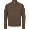 242008 021 657 Herren Woll Halfzip Sweater dunkelbraun frontal