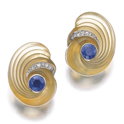 Belperron-Chalcedony-Sapphire-Earrings