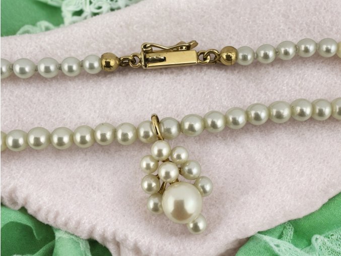 Starožitný Akoya Perlový Náhrdelník Vynikající Kvality