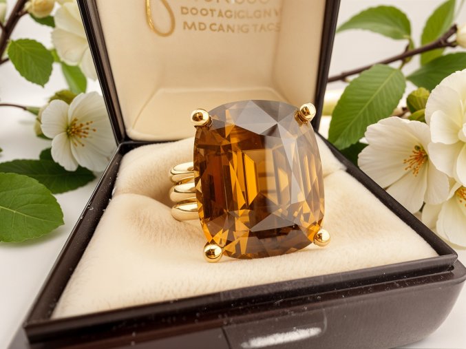 Zlatý Unisex Prsten se Sběratelským Přírodním Zirkonem a Diamanty