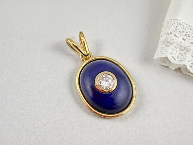 Zlatý Přívěs s Diamantem a Lapis Lazuli