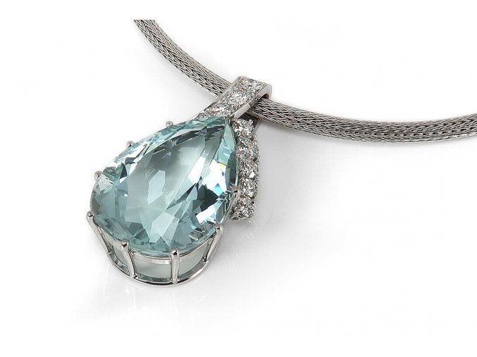 Náhrdelník s Akvamarínem a Diamanty