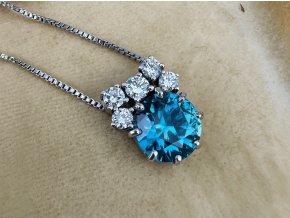 Vintage Zlatý Náhrdelník s Přírodním Zirkonem a Diamanty