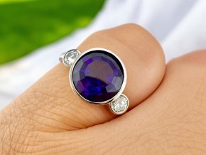 Zlatý Prsten Trilogie s Ametystem a Diamanty