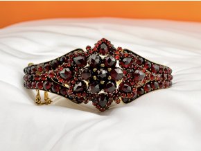 Biedermeier Tombakový Náramek s Českými Granáty