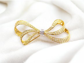 Vintage Zlatá Brož ¨Mašle¨ s Diamanty