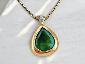 Zlatý Náhrdelník se Smaragdem a Diamanty