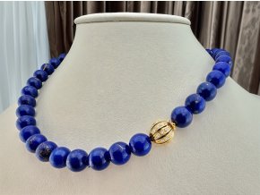 Luxusní Náhrdelník z Lapisu Lazuli se Zlatou Sponou s Diamanty