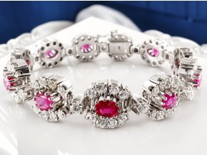 Zlatý Luxusní Náramek s Neupravenými Rubíny a Diamanty