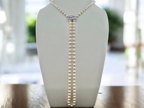 Vintage Luxusní Perlový Náhrdelník ¨Y¨ s Diamantovým Přívěskem