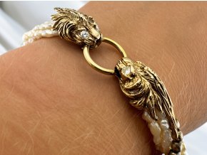 Antik 6pramenný Perlový Náramek s Luxusní Sponou s Diamanty