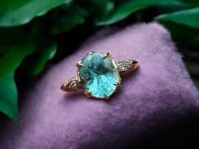 Investiční Zlatý Prsten s Turmalínem Paraiba a Diamanty