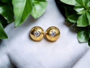Vintage Zlaté Masivní Náušnice s Diamanty