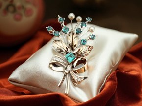 Starožitná Zlatá Brož s Vzácnými Turmalíny a Diamanty