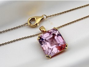 Zlatý Náhrdelník s Kunzitem