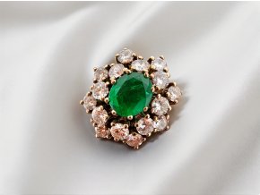 Zlatý Prsten s Kvalitním Smaragdem a Diamanty