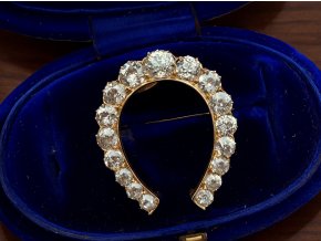 Starožitná Zlatá Brož ¨Podkova¨ s Diamanty