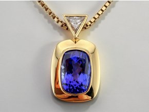 Zlatý Náhrdelník s Vynikajícím Diamantem a Tanzanitem