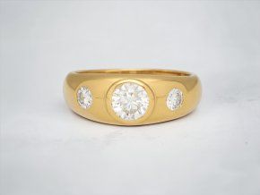 Zlatý Unisex Prsten ¨Trilogie¨ s Diamanty