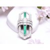 Art Deco Brož se Smaragdy a Diamanty