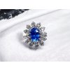 Luxusní Zlatý Prsten s Neurpaveným Safírem a Topovými Diamanty
