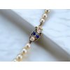 Art Deco Perlový Náhrdelník se Zlatým Zapínáním se Safíry a Diamanty