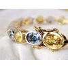 Vintage Zlatý Náramek s Modrými a Zlatými Safíry