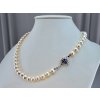 Perlový Náhrdelník se Zlatou Sponou se Safírem