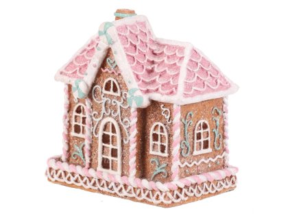 pernickovy domcek led s ruzovou strechou 14cm