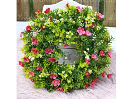 veniec ruzove kvetinky 35cm 2