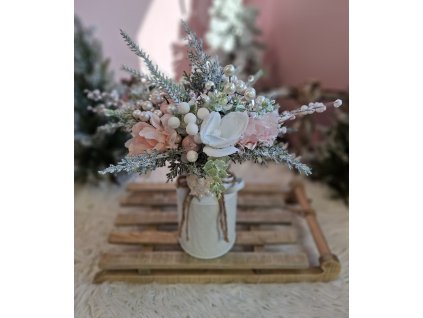 Zimná kytica v konvičke 30cm